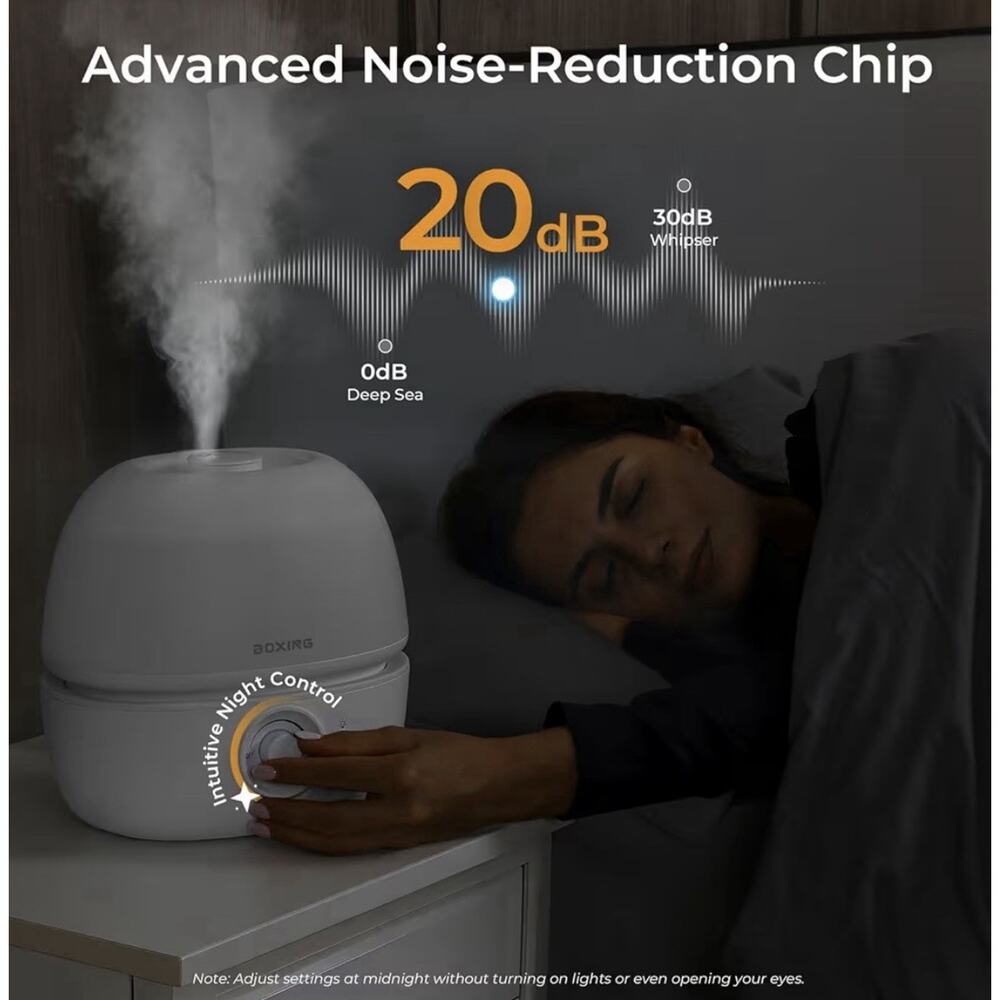 BOXING 3L Top Fill Cool Mist Humidifier Quiet Aromatherapy Night Light BPA Free - Picture 4 of 8